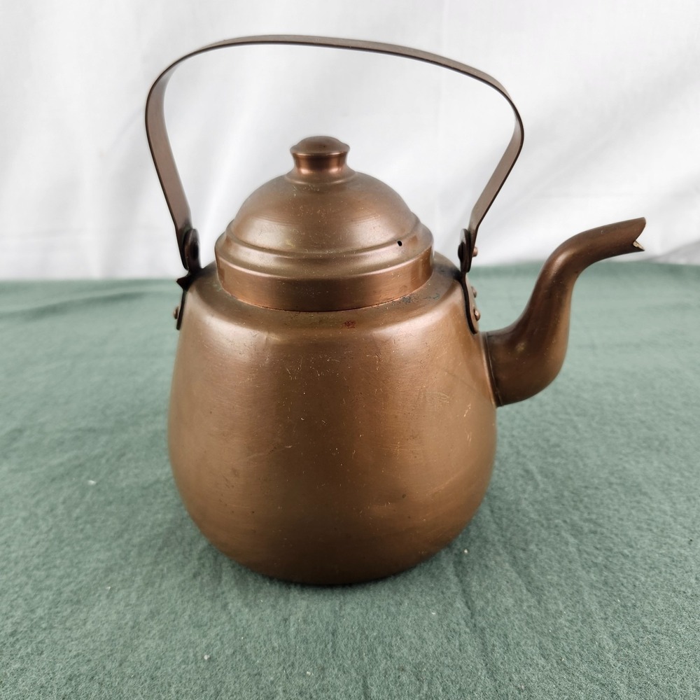 Vintage Copper Pot Kettle Helsinki Finland  Small Patina Farmhouse